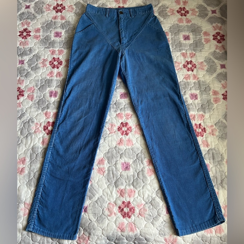 VTG Chemin de Fer Women’s Light Blue Corduroy Straight Leg Jeans Pants 26x29